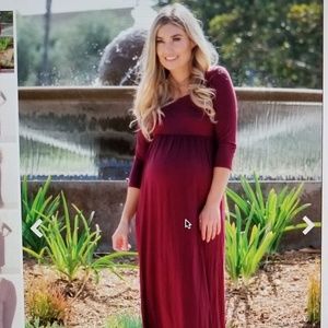 Burgundy maternity maxi dress
